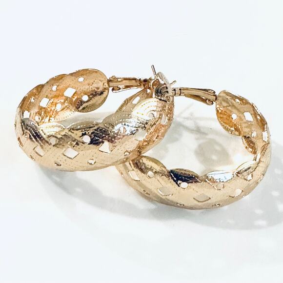 Blue Bow Jewelry - Embossed Hoop Earrings